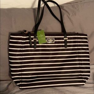 Kate spade black and white striped tote